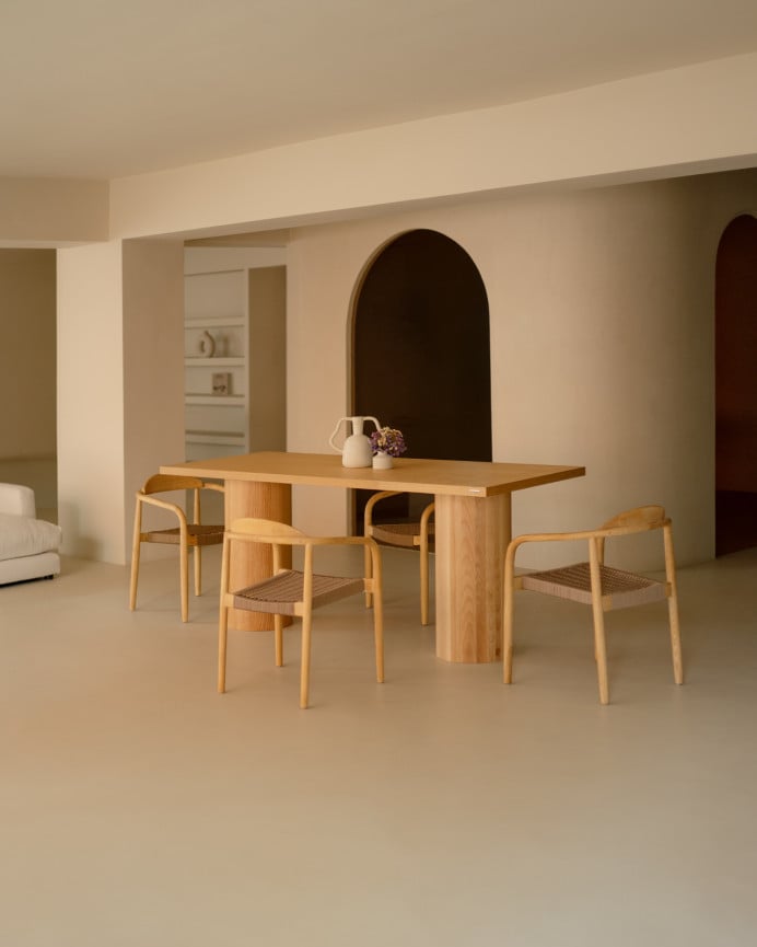 Deco Wood Mesa De Comedor Rectangular En Madera De Fresno De 160x80cm