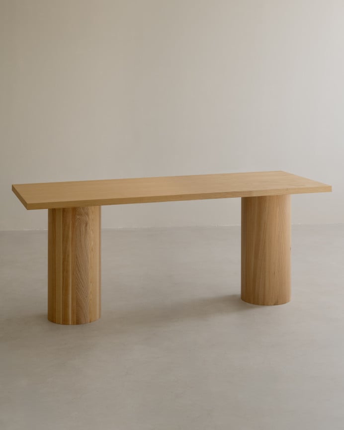 Deco wood Mesa de comedor rectangular en madera de fresno de 160x80cm