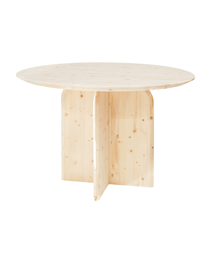 Deco wood Mesa de comedor redonda de madera maciza en tono natural de 110cm