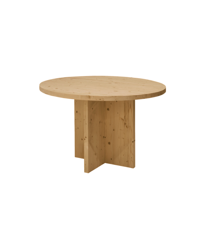 Deco wood Mesa de comedor redonda de madera maciza en tono roble medio de Ø110