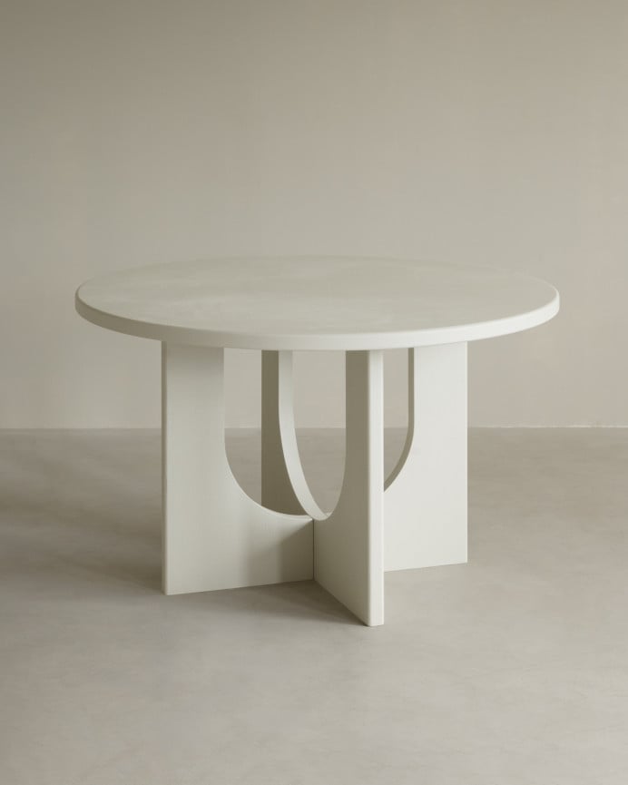 Deco wood Mesa de comedor redonda de microcemento en 120x75cm