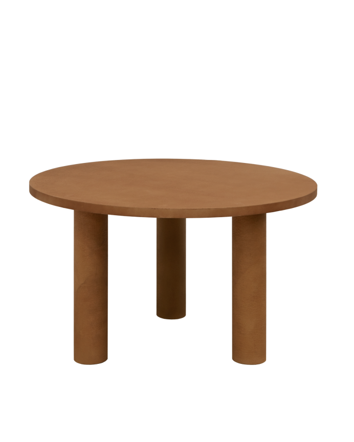 Deco wood Mesa de comedor redonda de microcemento en tono terracota de 120cm