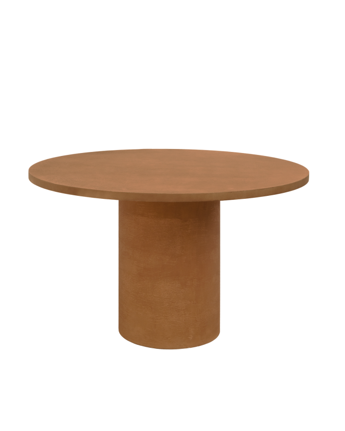 Deco Wood Mesa De Comedor Redonda De Microcemento En Tono Terracota De 100cm