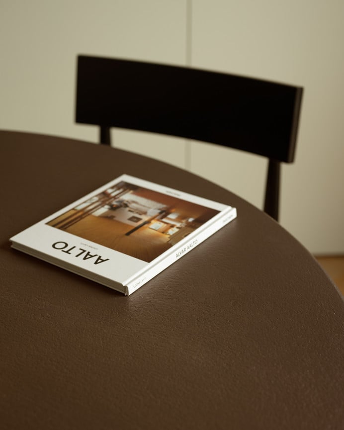 Deco Wood Mesa De Comedor Redonda De Microcemento Tono Marrón De 100cm