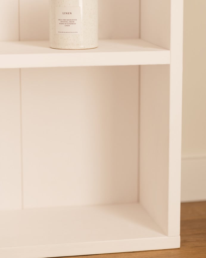 Deco Wood Mesita Auxiliar De Madera Maciza En Tono Blanca