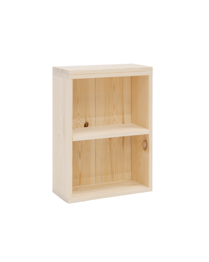 Deco wood Mesita auxiliar de madera maciza en tono natural