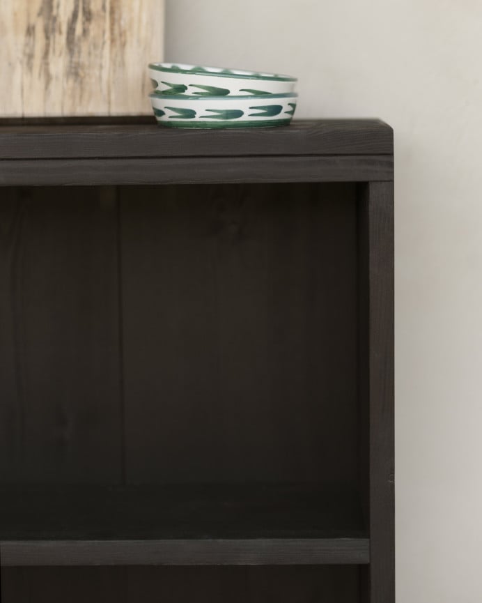 Deco Wood Mesita Auxiliar De Madera Maciza En Tono Negra