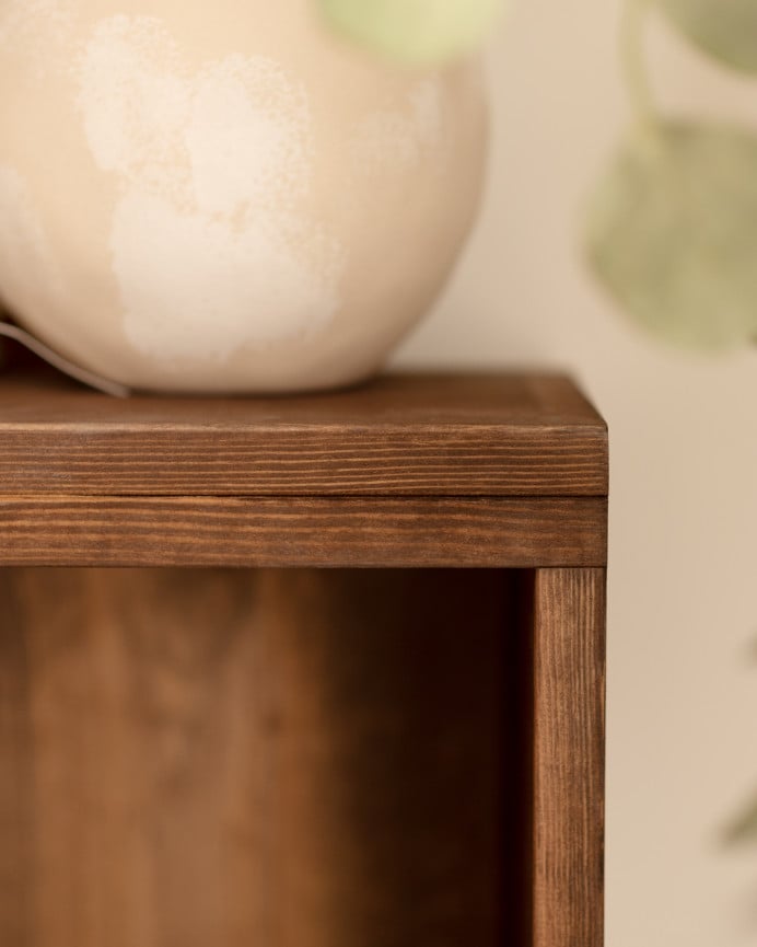 Deco Wood Mesita Auxiliar De Madera Maciza En Tono Nogal De 60x40cm