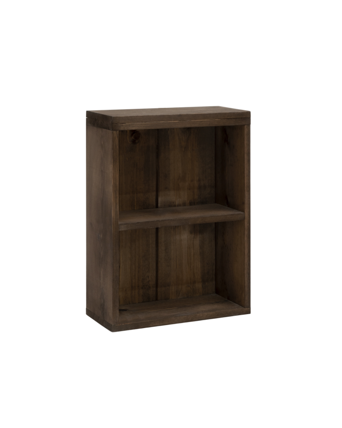 Deco wood Mesita auxiliar de madera maciza en tono nogal de 60x40cm