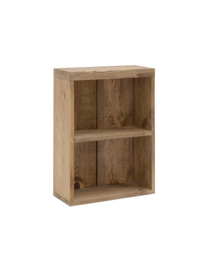 Deco wood Mesita auxiliar de madera maciza en tono roble oscuro