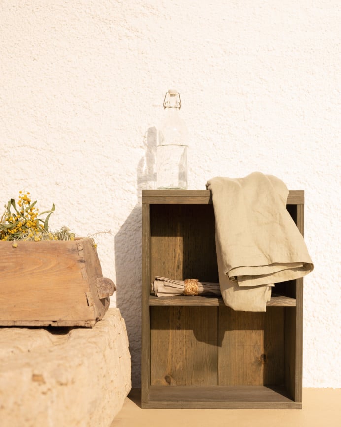 Deco Wood Mesita Auxiliar De Madera Maciza En Tono Verde De 60x40cm