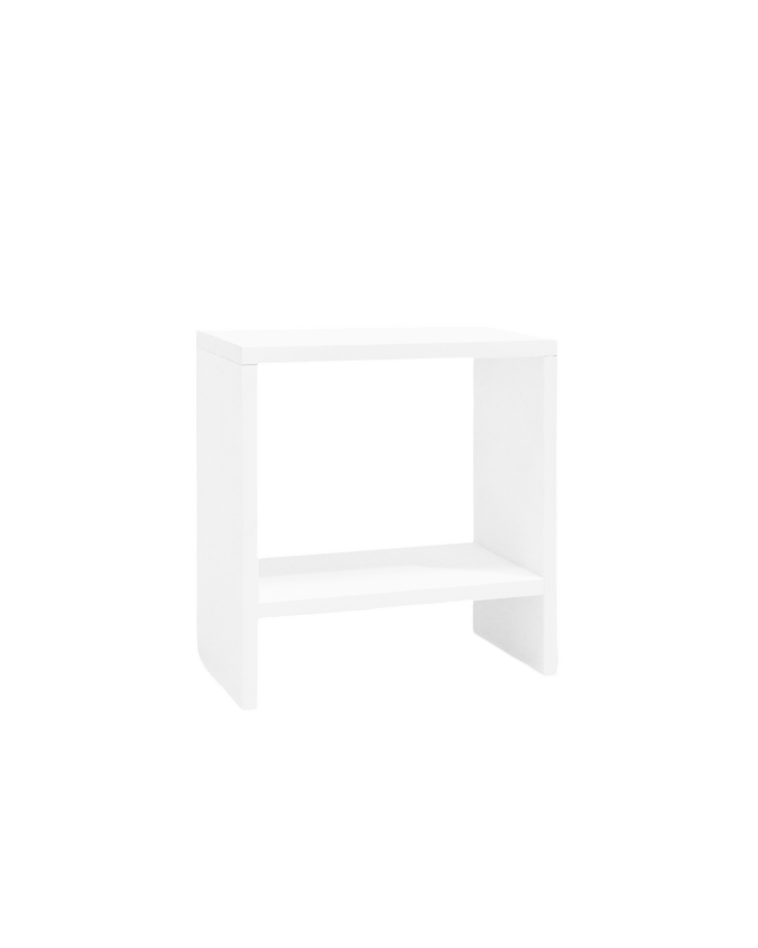 Deco wood Mesita de noche de madera maciza en tono blanco de 40x20cm