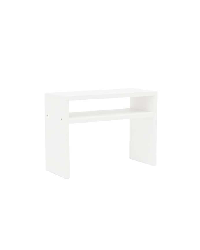 Deco wood Mesita de noche de madera maciza en tono blanco de 50x36cm