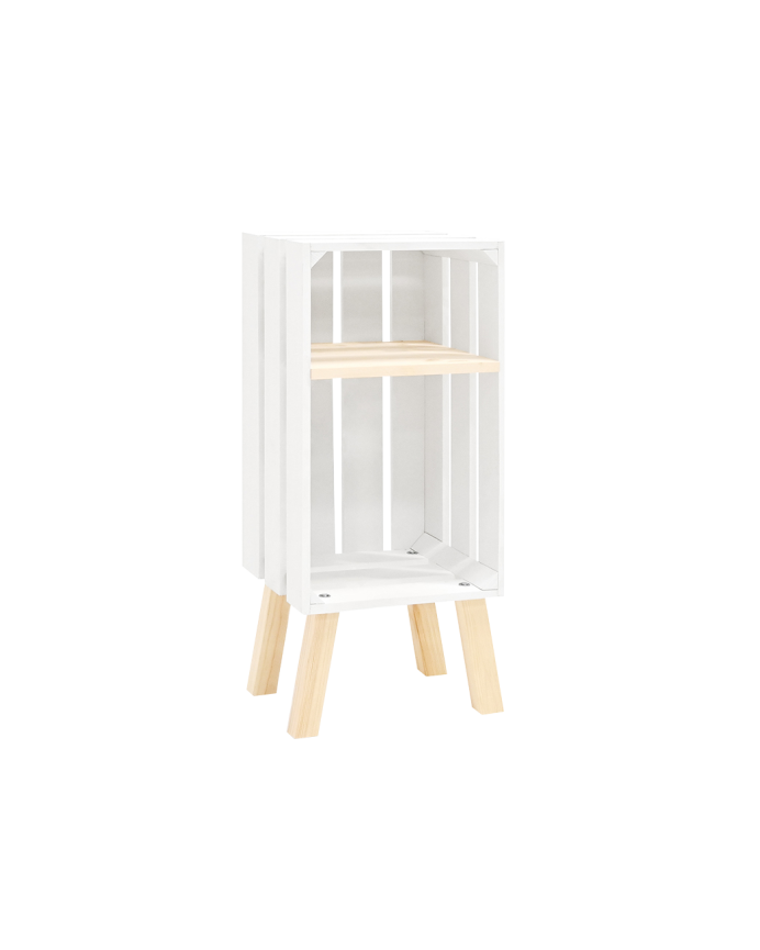 Deco wood Mesita de noche de madera maciza en tono blanco de 66x25 5cm