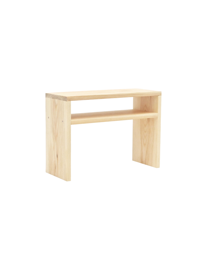 Deco wood Mesita de noche de madera maciza en tono natural de 50x36cm