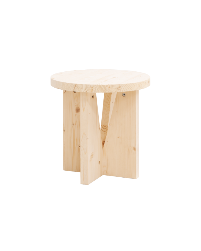 Deco wood Mesita de noche de madera maciza en tono natural de 40x40cm