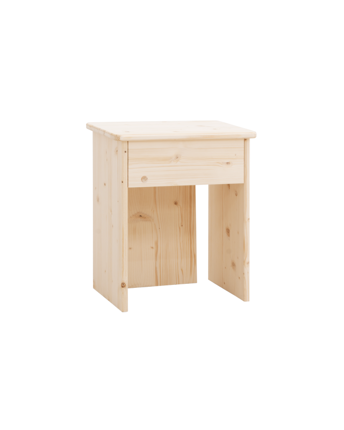 Deco wood Mesita de noche de madera maciza en tono natural de 50x42cm