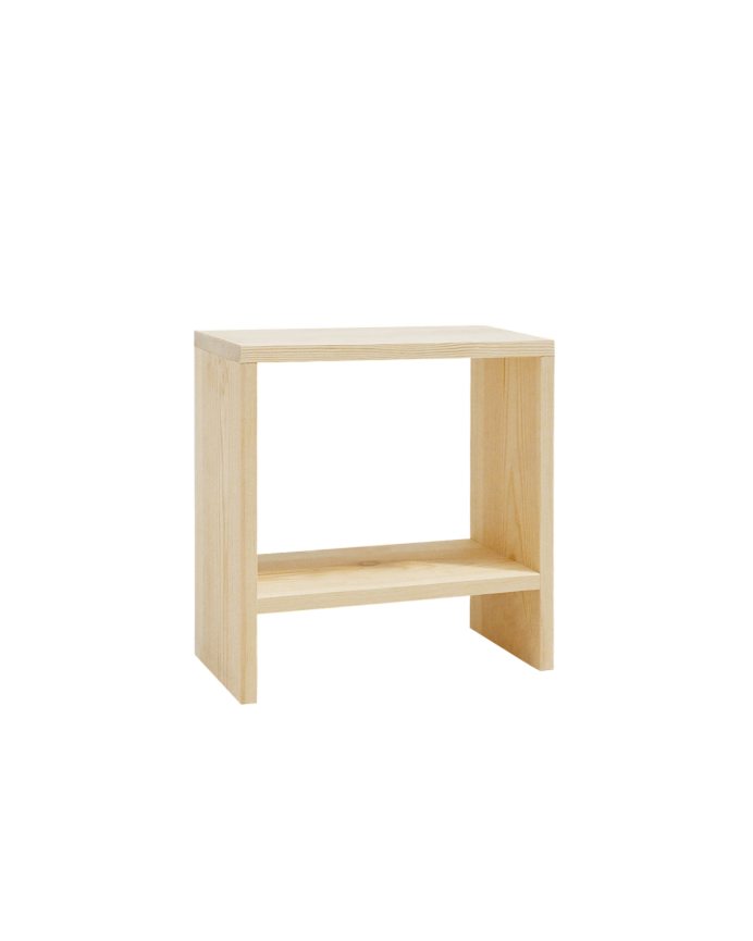 Deco wood Mesita de noche de madera maciza en tono natural de 40x20cm