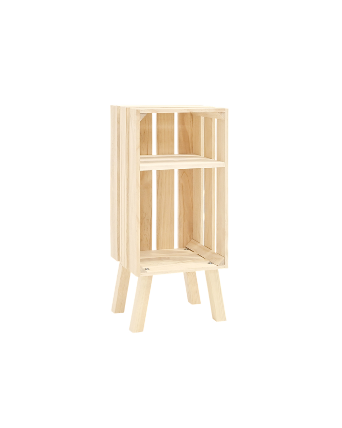 Deco wood Mesita de noche de madera maciza en tono natural de 66x25 5cm