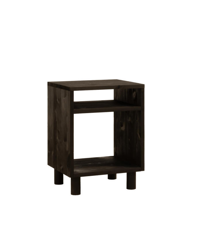 Deco wood Mesita de noche de madera maciza en tono negro de 50 5x32cm