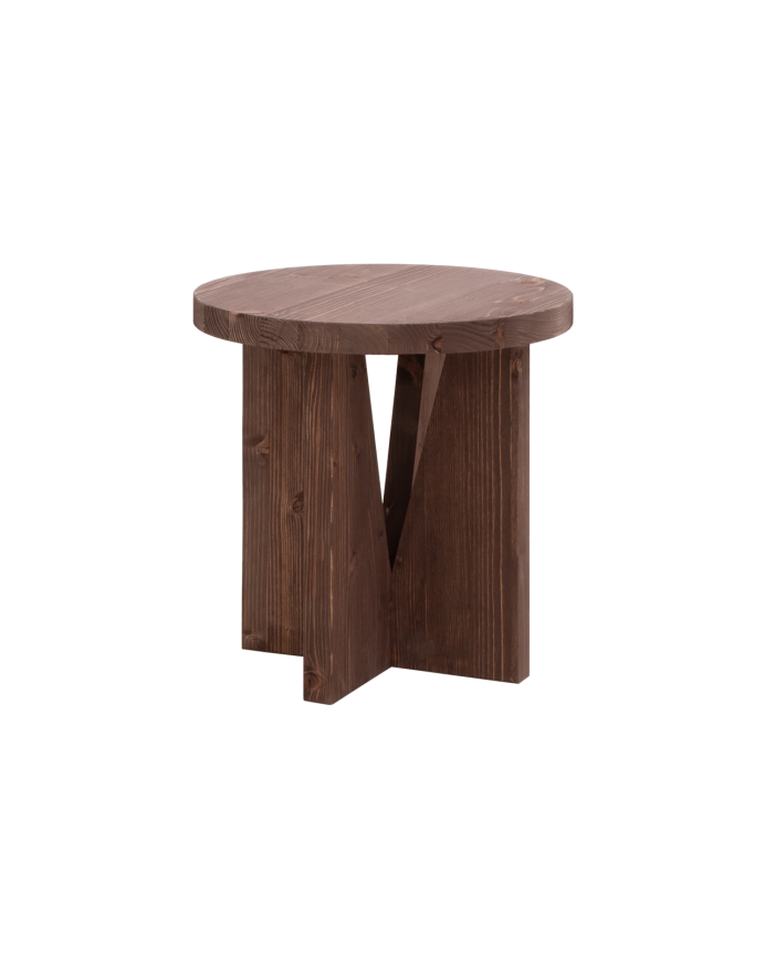 Deco wood Mesita de noche de madera maciza en tono nogal 40x40cm