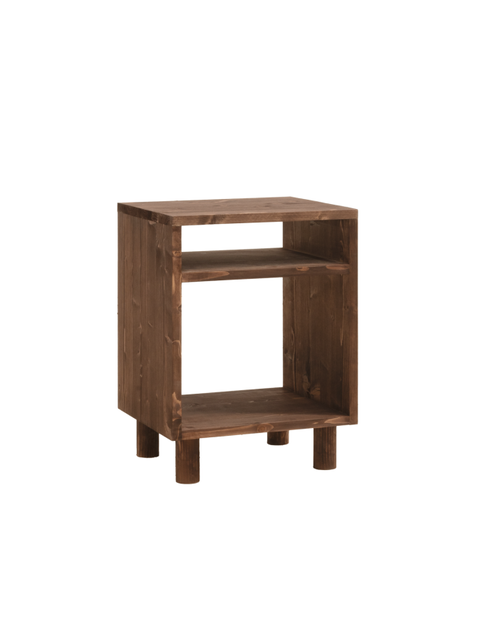 Deco wood Mesita de noche de madera maciza en tono nogal de 50 5x32cm