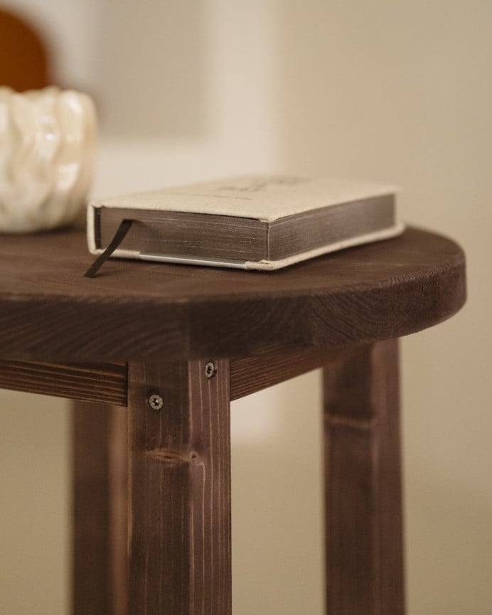 Deco Wood Mesita De Noche De Madera Maciza En Tono Nogal De 40x35cm