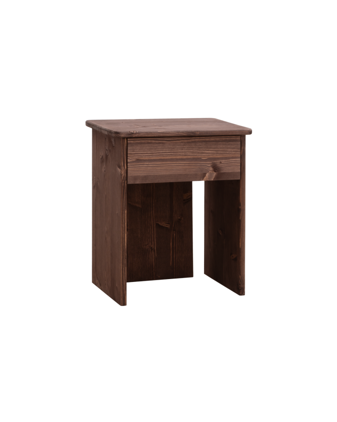 Deco wood Mesita de noche de madera maciza en tono nogal de 50x42cm