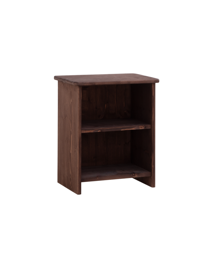 Deco wood Mesita de noche de madera maciza en tono nogal de 50x42cm