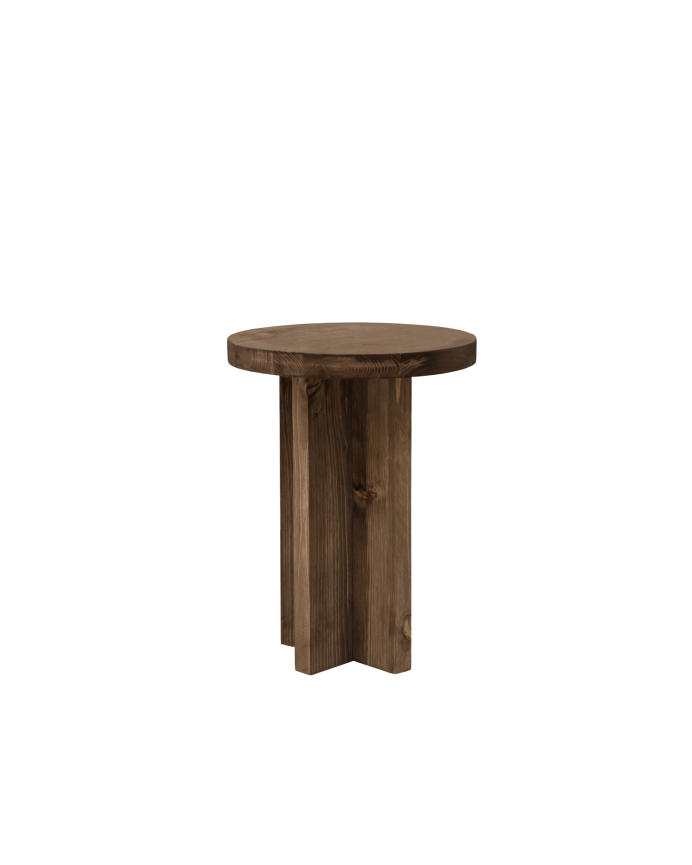 Deco wood Mesita de noche de madera maciza en tono nogal de 45x35cm