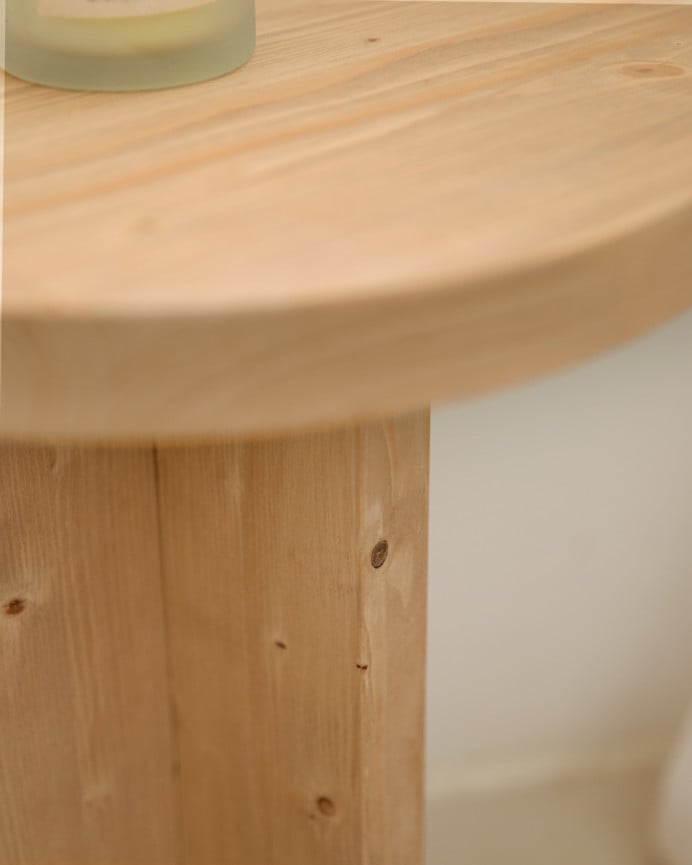 Deco Wood Mesita De Noche De Madera Maciza En Tono Roble Medio De 45x35cm