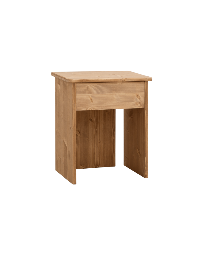 Deco wood Mesita de noche de madera maciza en tono roble medio de 50x42cm