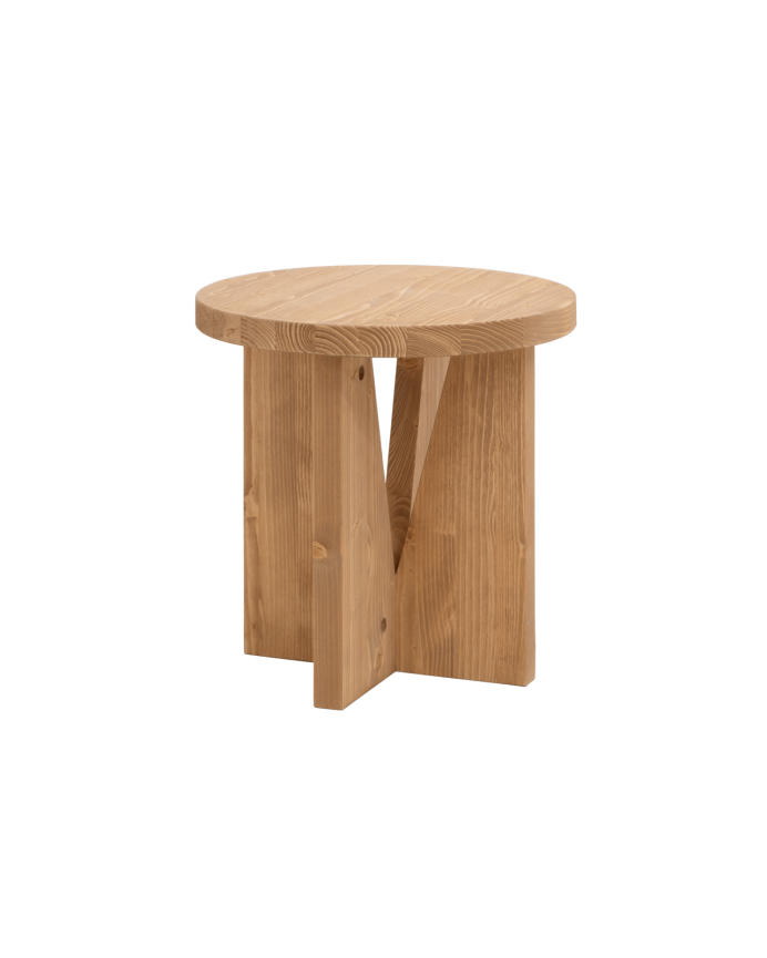 Deco Wood Mesita De Noche De Madera Maciza En Tono Roble Medio 40x40cm