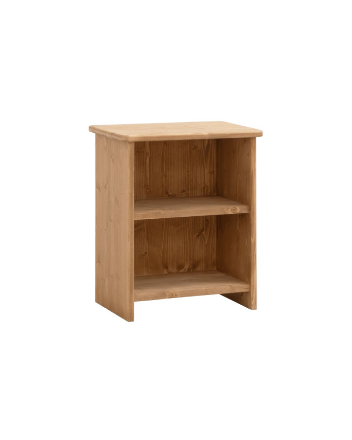 Deco wood Mesita de noche de madera maciza en tono roble medio de 50x42cm