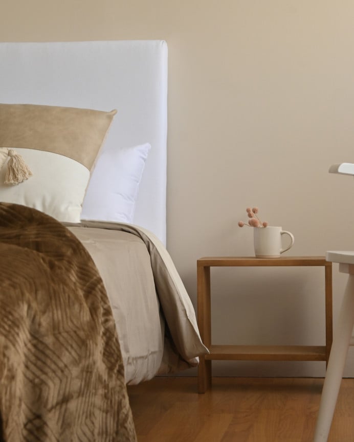 Deco Wood Mesita De Noche De Madera Maciza En Tono Roble Oscuro De 40x20cm