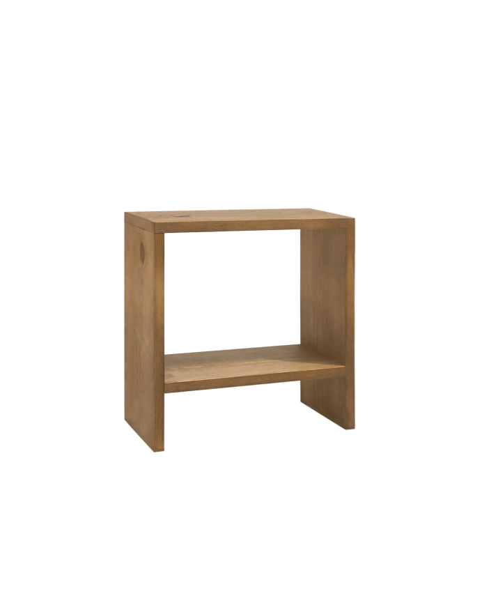 Deco wood Mesita de noche de madera maciza en tono roble oscuro de 40x20cm