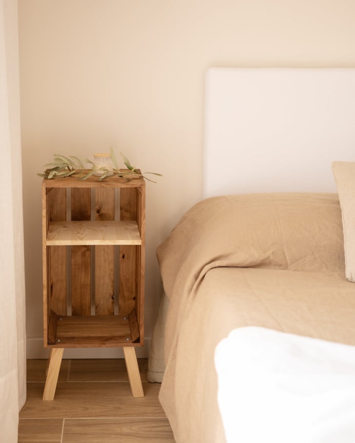 Deco Wood Mesita De Noche De Madera Maciza En Tono Roble Oscuro De 66x25 5cm