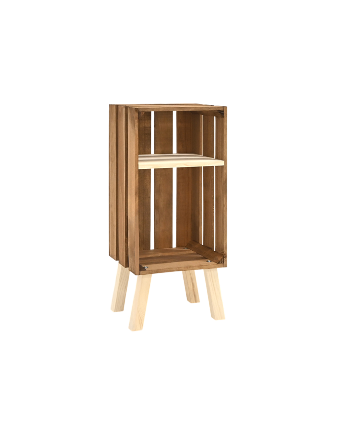 Deco wood Mesita de noche de madera maciza en tono roble oscuro de 66x25 5cm