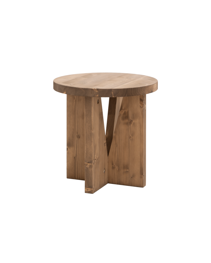 Deco wood Mesita de noche de madera maciza en tono roble oscuro 40x40cm