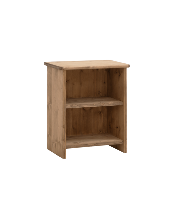 Deco wood Mesita de noche de madera maciza en tono roble oscuro de 50x42cm