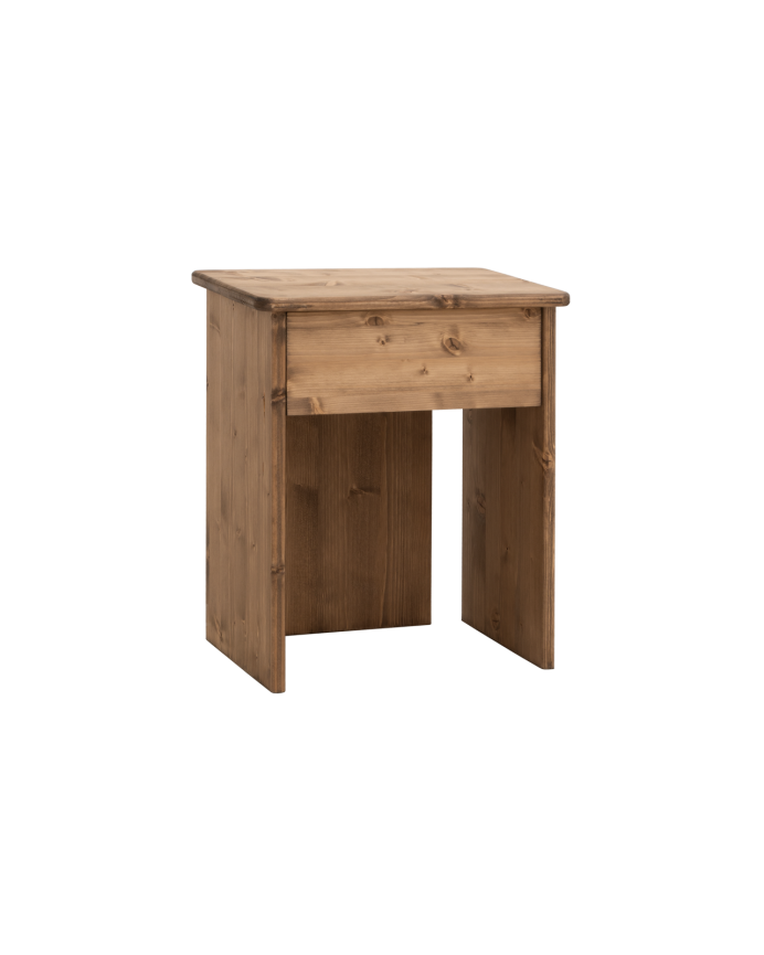 Deco wood Mesita de noche de madera maciza en tono roble oscuro de 50x42cm