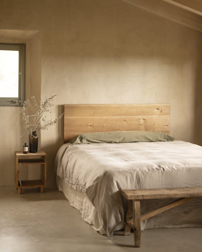 Deco Wood Mesita De Noche De Madera Maciza En Tono Roble Oscuro De 50 5x32cm