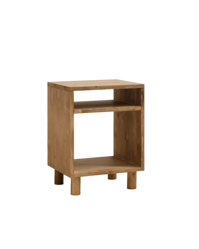 Deco wood Mesita de noche de madera maciza en tono roble oscuro de 50 5x32cm