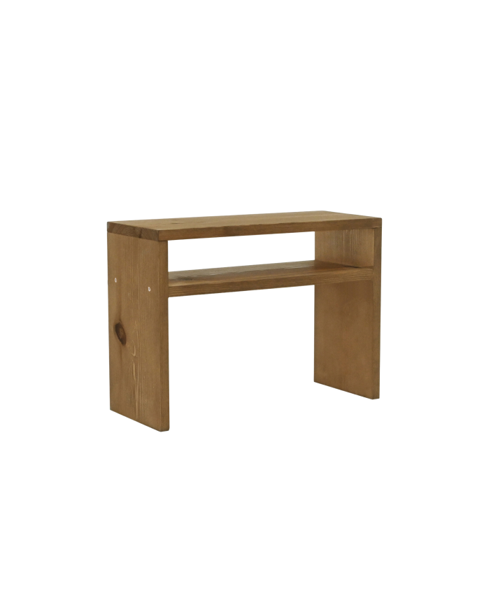 Deco wood Mesita de noche de madera maciza en tono roble oscuro de 50x36cm