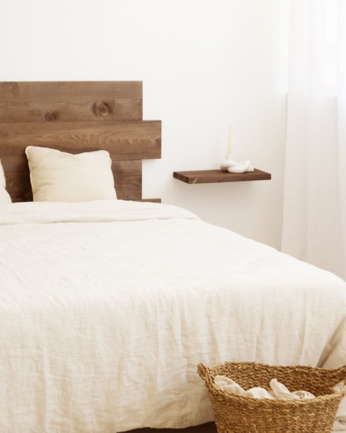 Deco Wood Mesita De Noche De Madera Maciza Flotante En Tono Nogal De 45cm