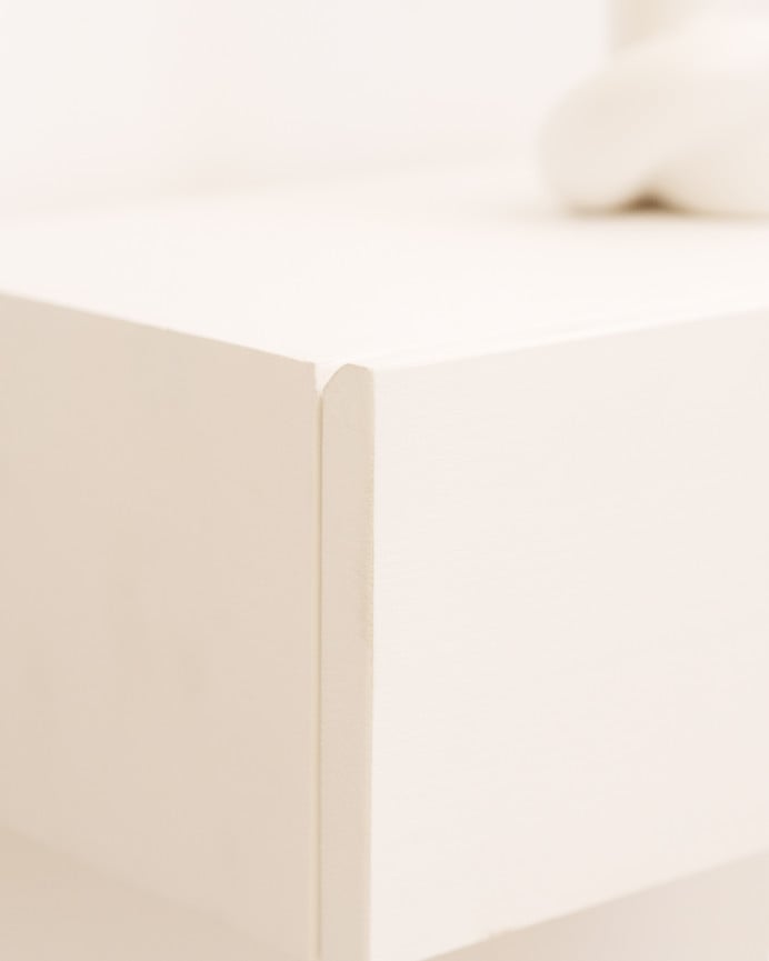 Deco Wood Mesita De Noche De Madera Maciza Flotante En Tono Blanco De 40cm