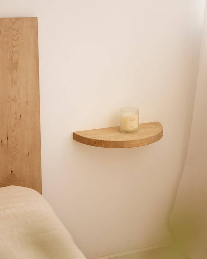 Deco Wood Mesita De Noche De Madera Maciza Flotante En Tono Roble Medio De 3 2x40cm