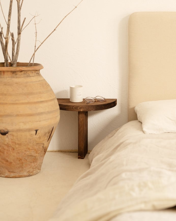 Deco Wood Mesita De Noche De Madera Maciza Flotante En Tono Nogal De 27x40cm