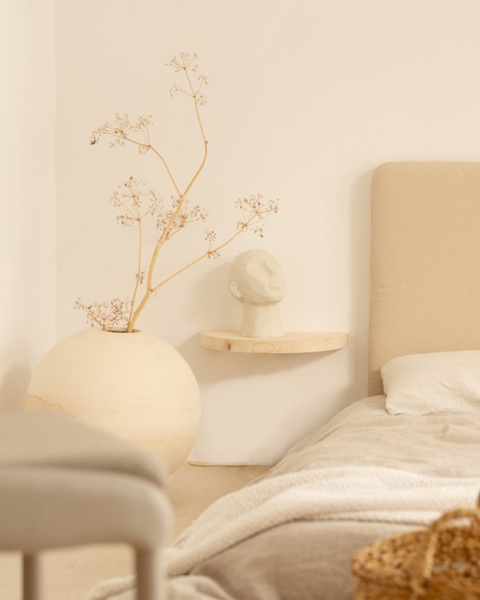 Deco Wood Mesita De Noche De Madera Maciza Flotante En Tono Natural De 3 2x40cm