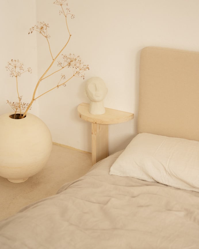 Deco Wood Mesita De Noche De Madera Maciza Flotante En Tono Natural De 27x40cm